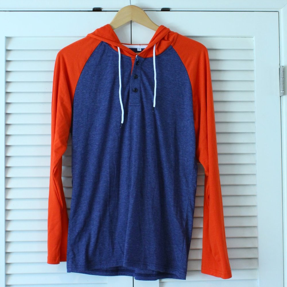 Blue and Orange Lightweight Hooded Tee